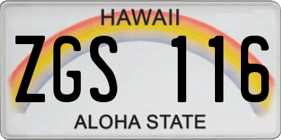HI license plate ZGS116