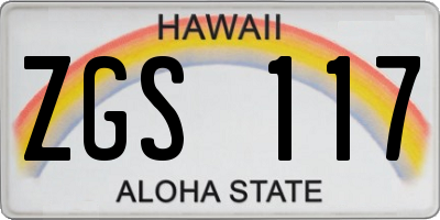 HI license plate ZGS117