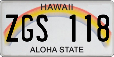 HI license plate ZGS118
