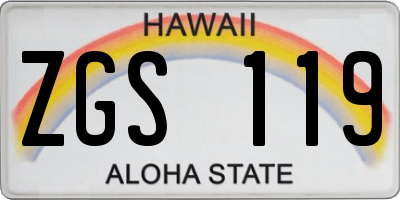 HI license plate ZGS119