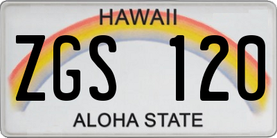HI license plate ZGS120