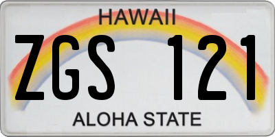HI license plate ZGS121