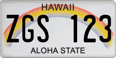 HI license plate ZGS123