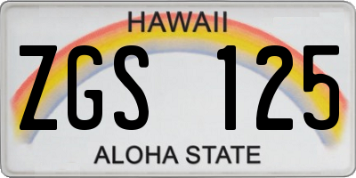 HI license plate ZGS125