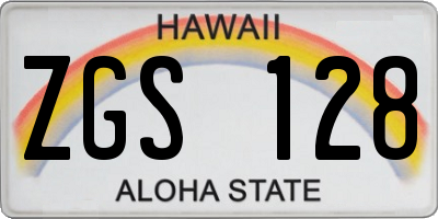 HI license plate ZGS128