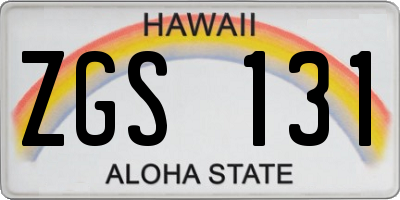 HI license plate ZGS131