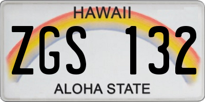 HI license plate ZGS132