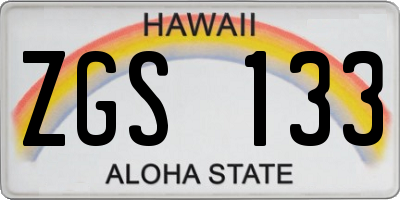 HI license plate ZGS133