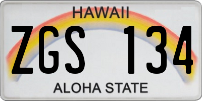 HI license plate ZGS134