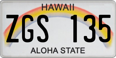 HI license plate ZGS135