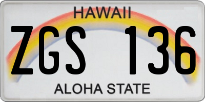 HI license plate ZGS136