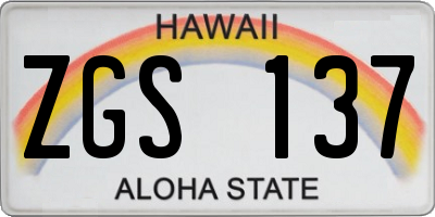 HI license plate ZGS137