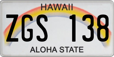 HI license plate ZGS138