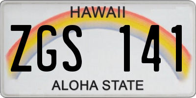 HI license plate ZGS141