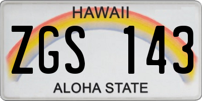 HI license plate ZGS143