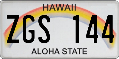 HI license plate ZGS144