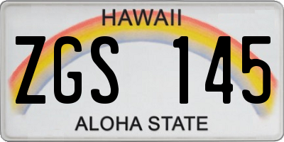 HI license plate ZGS145