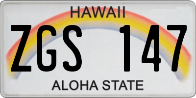 HI license plate ZGS147