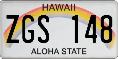 HI license plate ZGS148
