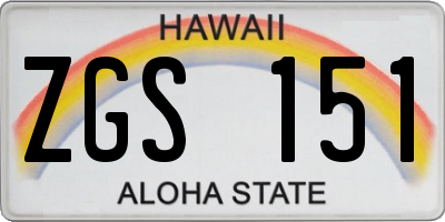 HI license plate ZGS151