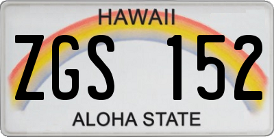 HI license plate ZGS152