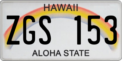 HI license plate ZGS153
