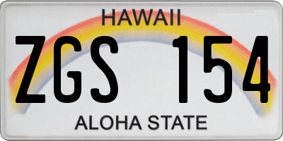 HI license plate ZGS154