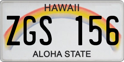 HI license plate ZGS156