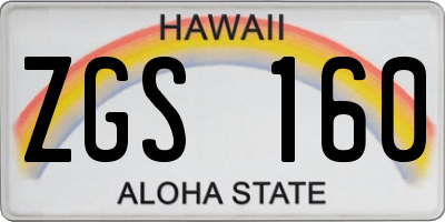 HI license plate ZGS160