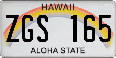 HI license plate ZGS165