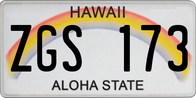 HI license plate ZGS173