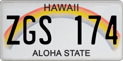 HI license plate ZGS174