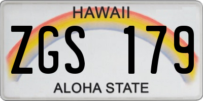 HI license plate ZGS179