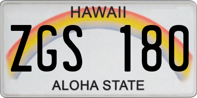 HI license plate ZGS180