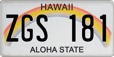 HI license plate ZGS181