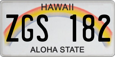 HI license plate ZGS182