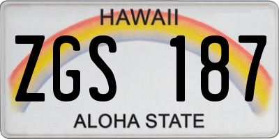HI license plate ZGS187