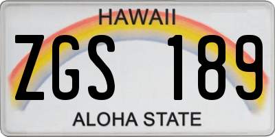 HI license plate ZGS189