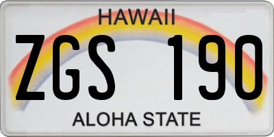HI license plate ZGS190