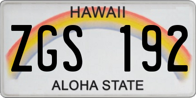 HI license plate ZGS192