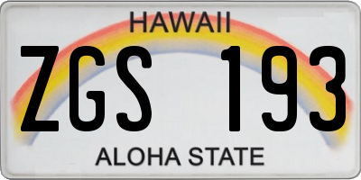 HI license plate ZGS193
