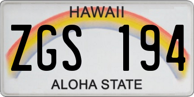 HI license plate ZGS194