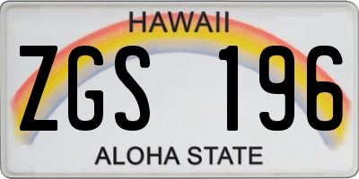 HI license plate ZGS196