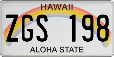 HI license plate ZGS198