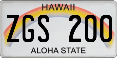 HI license plate ZGS200