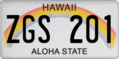 HI license plate ZGS201