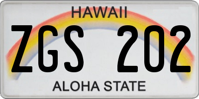 HI license plate ZGS202
