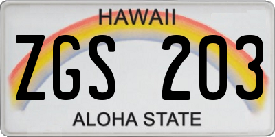 HI license plate ZGS203
