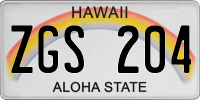 HI license plate ZGS204