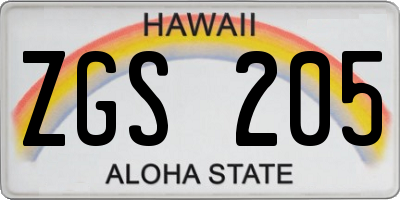 HI license plate ZGS205